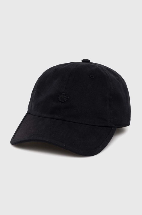 Памучна шапка с козирка adidas Originals Premium Essentials Dad Cap 0 в черно с изчистен дизайн IC3031