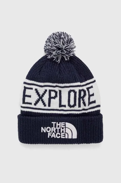 The North Face czapka kolor niebieski z grubej dzianiny