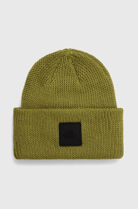 The North Face czapka kolor zielony z grubej dzianiny