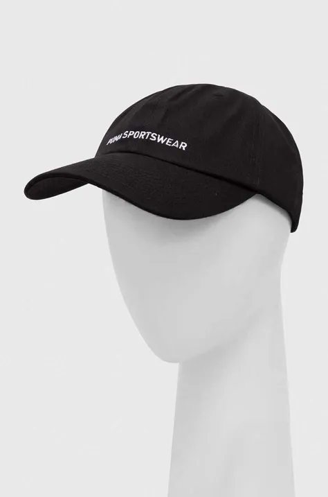 Βαμβακερό καπέλο του μπέιζμπολ Puma χρώμα: μαύρο 24036