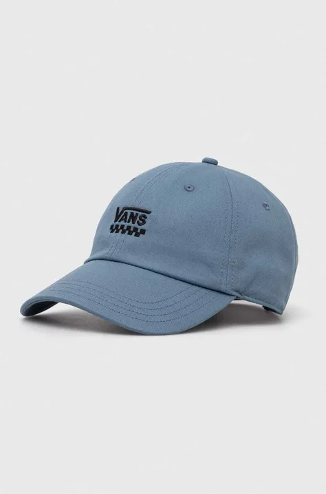 Vans czapka z daszkiem bawełniana kolor niebieski z aplikacją