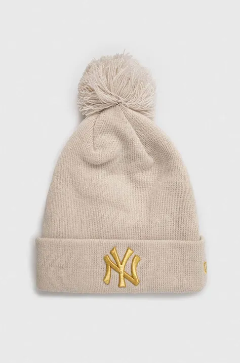 New Era czapka kolor beżowy z grubej dzianiny NEW YORK YANKEES