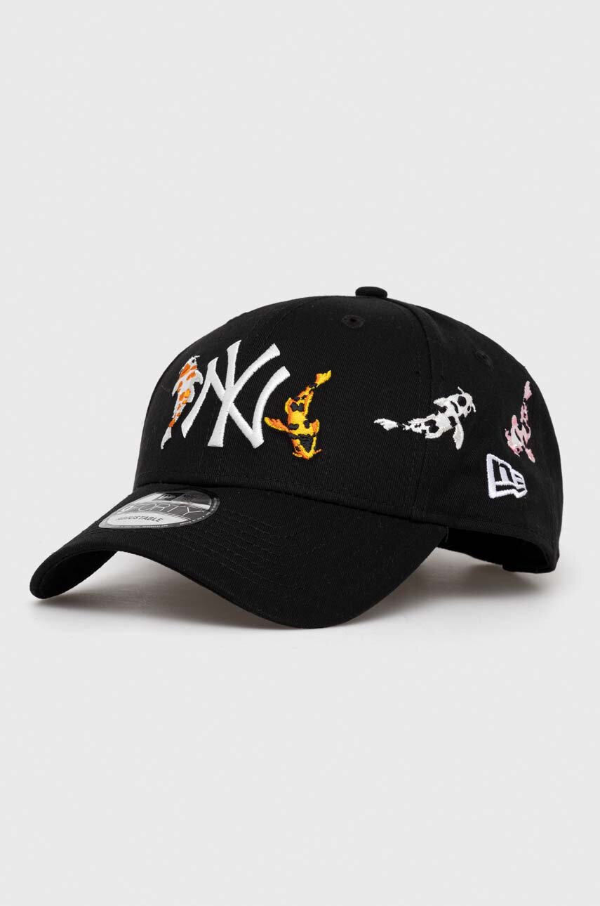 Bombažna bejzbolska kapa New Era črna barva, NEW YORK YANKEES