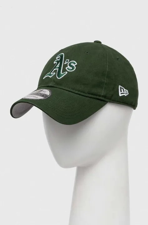 Bavlněná baseballová čepice New Era zelená barva, s aplikací, OAKLAND ATHLETICS