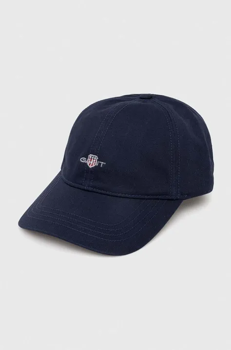 Bombažna bejzbolska kapa Gant mornarsko modra barva
