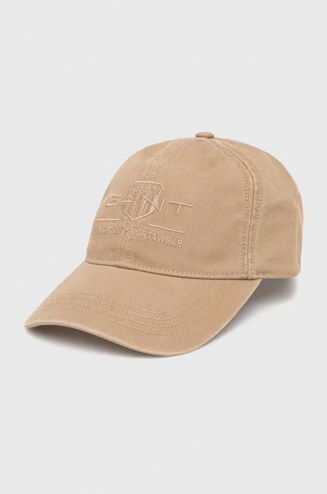 Хлопковая кепка Gant цвет коричневый с аппликацией