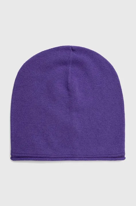 United Colors of Benetton czapka z domieszką kaszmiru kolor fioletowy z cienkiej dzianiny