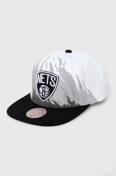 Βαμβακερό καπέλο του μπέιζμπολ Mitchell&Ness BROOKLYN NETS χρώμα: άσπρο