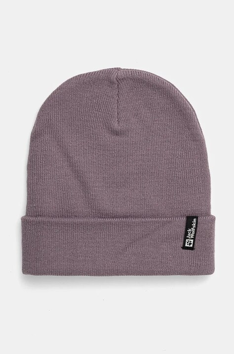 Čepice Jack Wolfskin fialová barva, z husté pleteniny