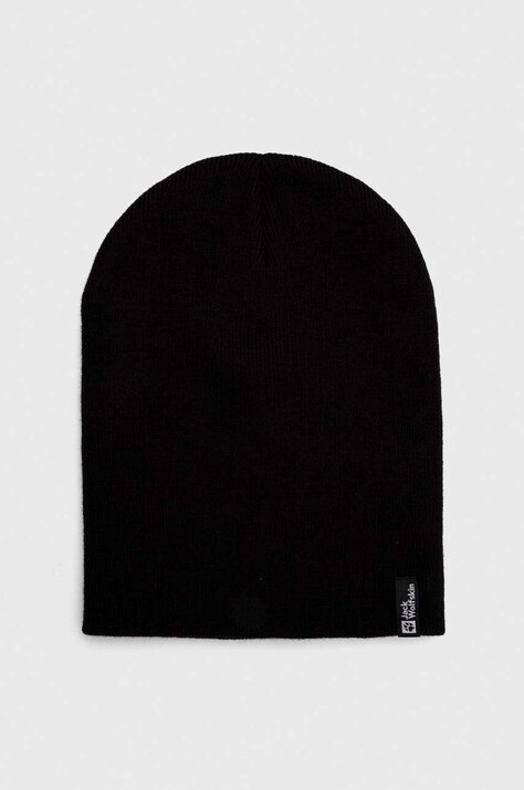 Jack Wolfskin caciula culoarea negru, din tricot gros