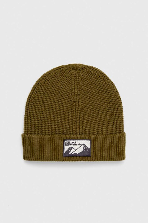 Jack Wolfskin caciula culoarea verde, din tricot gros