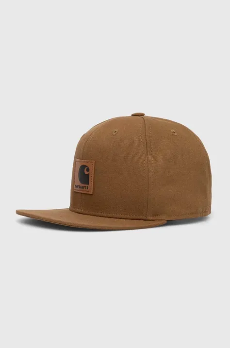 Хлопковая кепка Carhartt WIP цвет коричневый с аппликацией