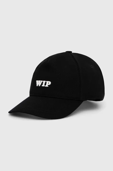Памучна шапка с козирка Carhartt WIP в черно с апликация
