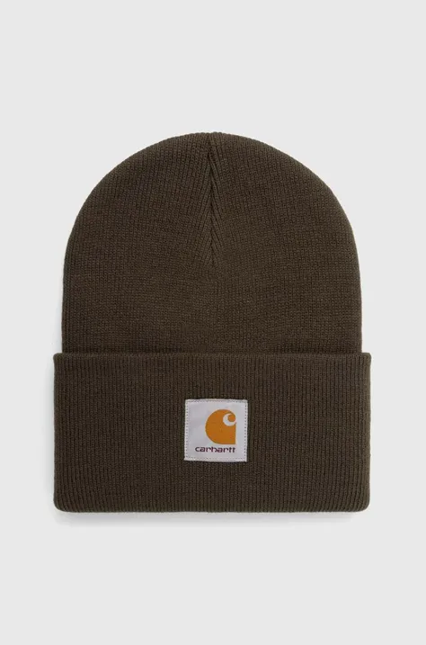 Carhartt WIP czapka Acrylic Watch Hat kolor zielony z grubej dzianiny I020222.1NQXX