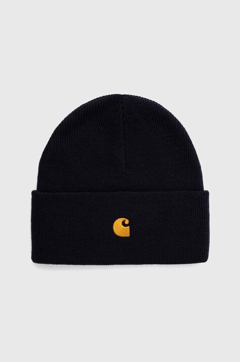 Carhartt WIP căciulă culoarea bleumarin, din tricot gros