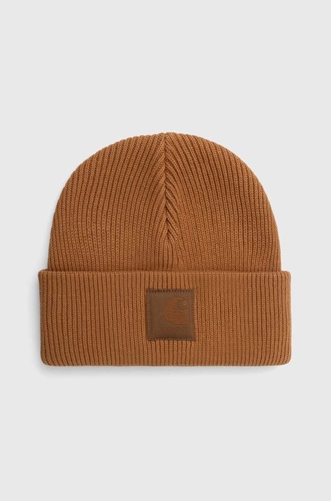 Carhartt WIP cotton beanie brown color