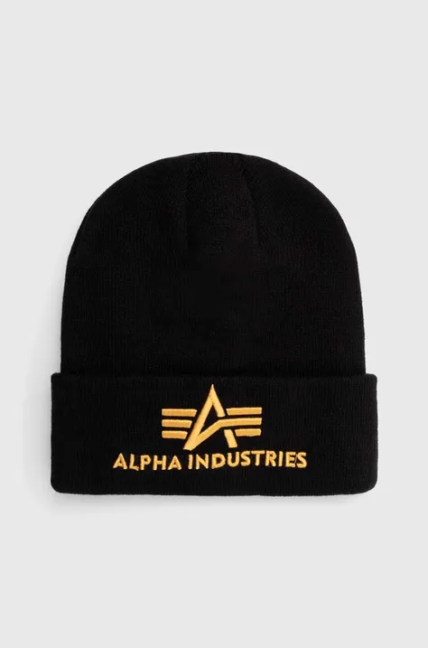 Шапка Alpha Industries 3D Beanie в черно с фина плетка 168910.583