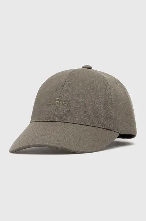 Βαμβακερό καπέλο του μπέιζμπολ A.P.C. χρώμα: πράσινο
