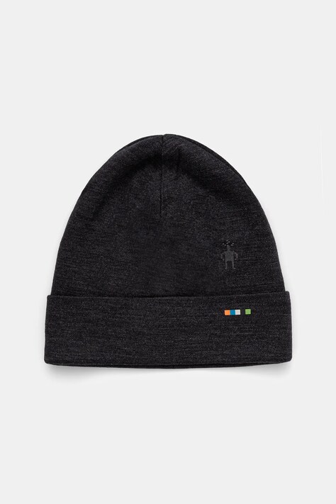 Oboustranná čepice Smartwool Thermal Merino Reversible černá barva, z tenké pleteniny, vlněná