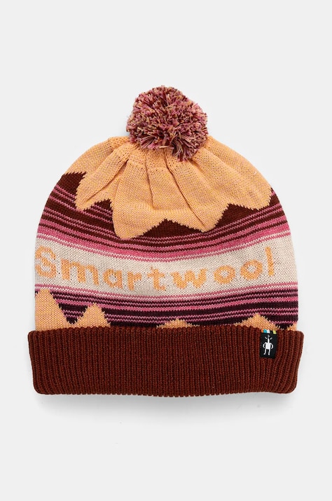 Шапка с примесью шерсти Smartwool цвет оранжевый из толстого трикотажа