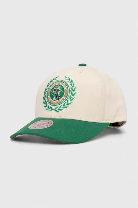 Pamučna kapa sa šiltom Mitchell&Ness Boston Celtics boja: bijela, s aplikacijom
