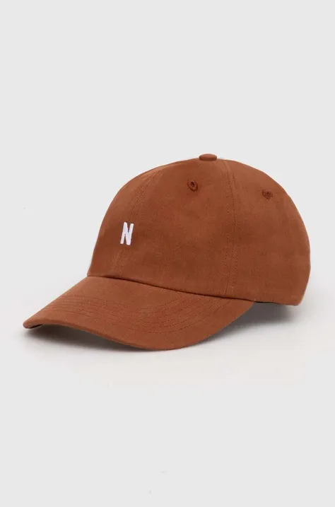 Bavlněná baseballová čepice Norse Projects Twill Sports Cap hnědá barva, N80.0001.2015