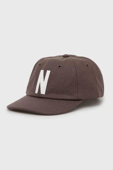 Вовняна кепка Norse Projects Wool Sports Cap колір коричневий з аплікацією N80-0038-2067