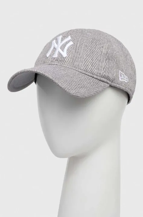 Kapa sa šiltom s dodatkom vune New Era boja: siva, s aplikacijom, NEW YORK YANKEES