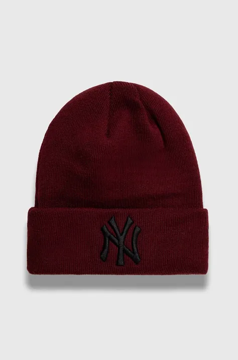 New Era czapka kolor bordowy z grubej dzianiny NEW YORK YANKEES