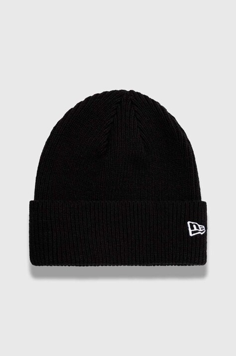 New Era czapka z domieszką wełny kolor czarny z grubej dzianiny