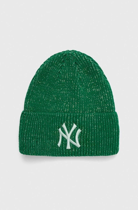 New Era czapka kolor zielony z grubej dzianiny NEW YORK YANKEES