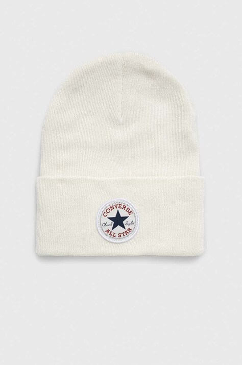 Čepice Converse bílá barva, z husté pleteniny