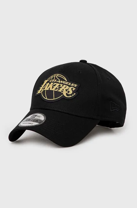 Βαμβακερό καπέλο του μπέιζμπολ New Era Los Angeles Lakers χρώμα: μαύρο, 60364419