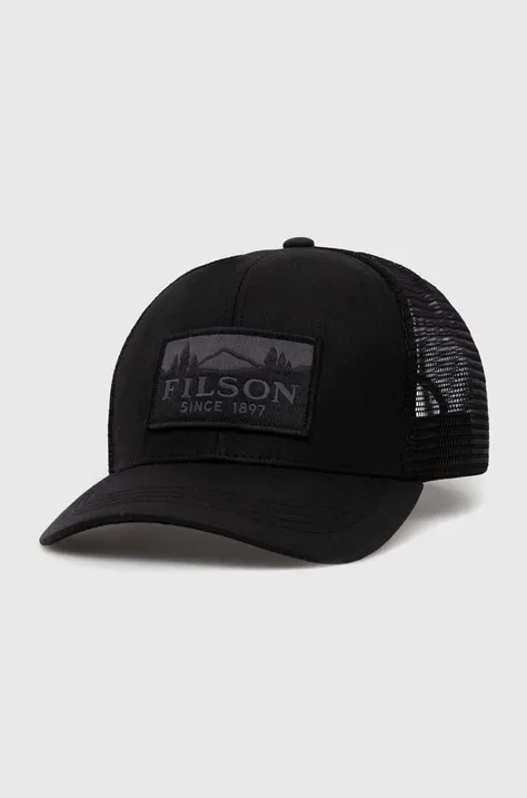 Šiltovka Filson Logger Mesh Cap čierna farba, s nášivkou, FMACC0044