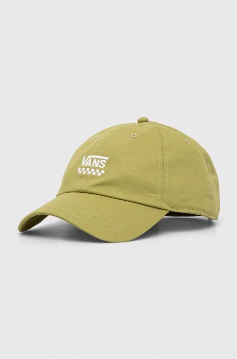 Vans czapka z daszkiem bawełniana kolor zielony z aplikacją