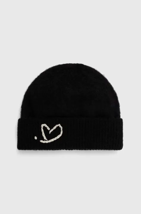 Вовняна шапка Ader Error Twinkkle Heart Logo Beanie колір чорний з тонкого трикотажу вовна BMADFWHW0502