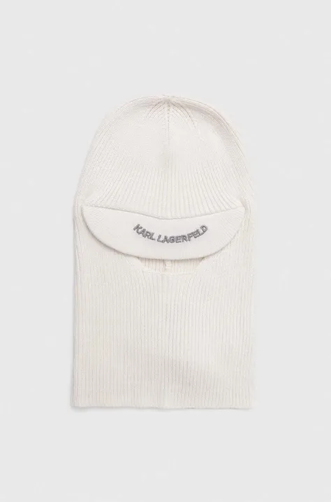 Μπαλακλάβα με μείγμα μαλλιού Karl Lagerfeld χρώμα: άσπρο