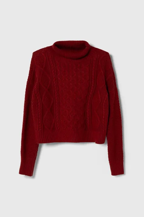 Abercrombie & Fitch pulover copii culoarea bordo, călduros