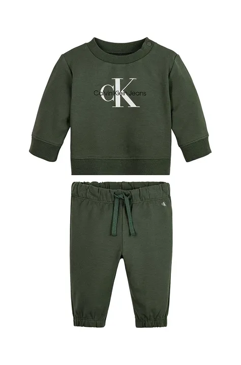 Детски анцуг Calvin Klein Jeans в зелено