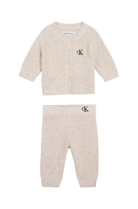 Pamučlni komplet za bebe Calvin Klein Jeans boja: bež