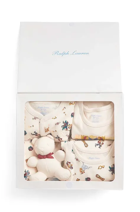 Detská bavlnená súprava Polo Ralph Lauren béžová farba