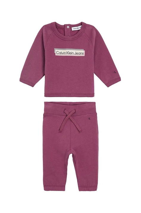 Pamučna trenirka za bebe Calvin Klein Jeans boja: bordo