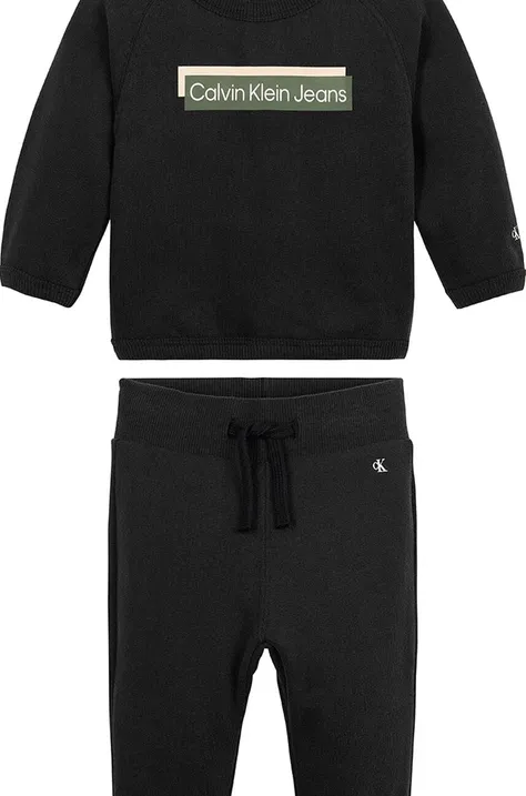 Хлопковый костюм для младенцев Calvin Klein Jeans цвет чёрный