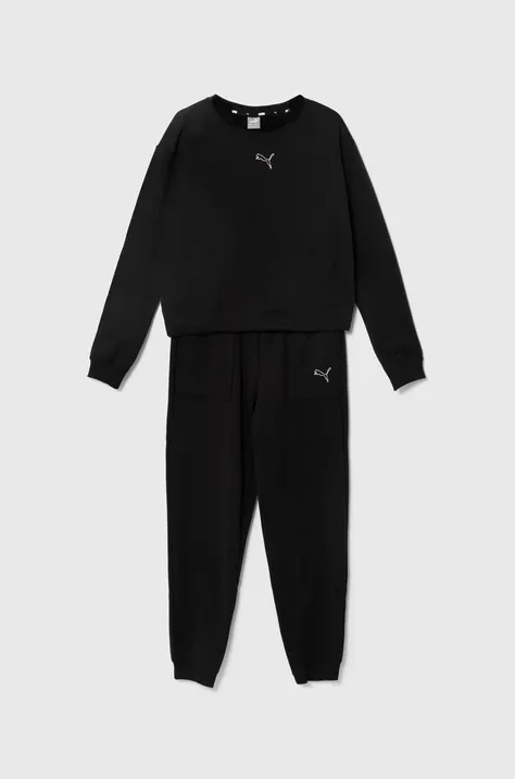 Detská tepláková súprava Puma Loungewear Suit FL G čierna farba