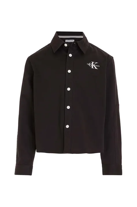 Παιδικό πουκάμισο Calvin Klein Jeans χρώμα: μαύρο