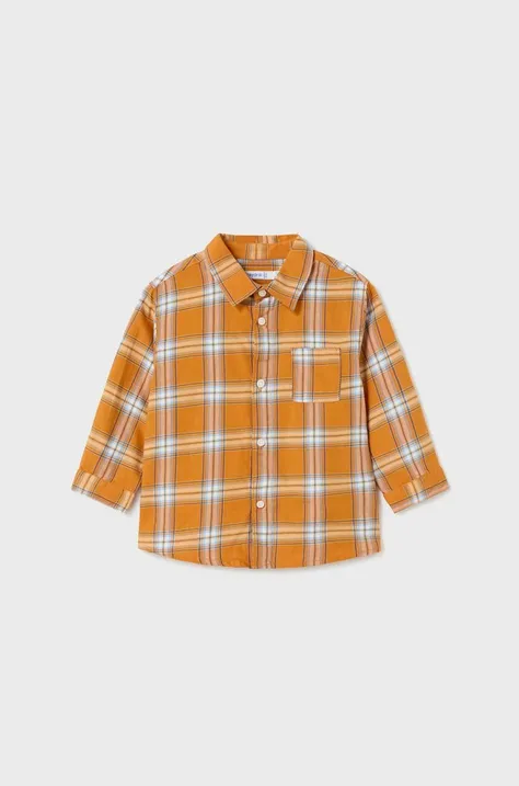 Μωρό βαμβακερό πουκάμισο Mayoral χρώμα: πορτοκαλί