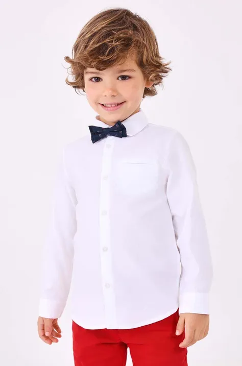 Παιδικό βαμβακερό πουκάμισο Mayoral χρώμα: άσπρο