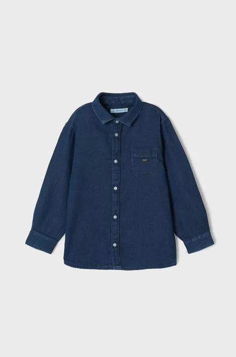 Детская хлопковая рубашка Mayoral цвет синий