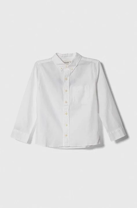 Παιδικό βαμβακερό πουκάμισο Abercrombie & Fitch χρώμα: άσπρο
