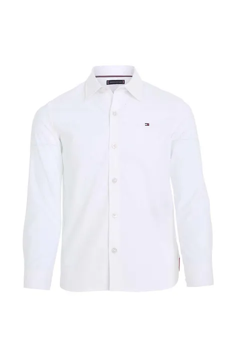 Otroška bombažna srajca Tommy Hilfiger bela barva